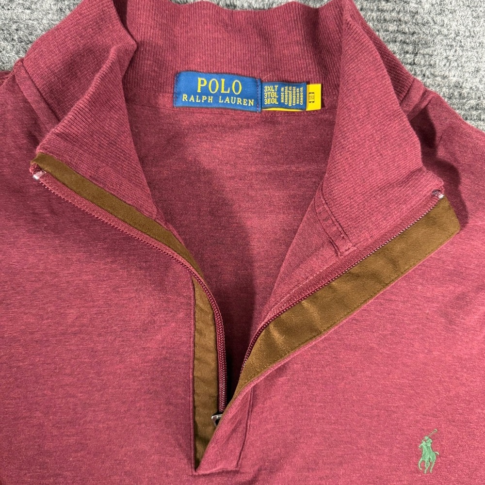NWOT Polo Ralph Lauren Quarter Zip Pullover Men's 3XLT Red Heather Long Sleeve